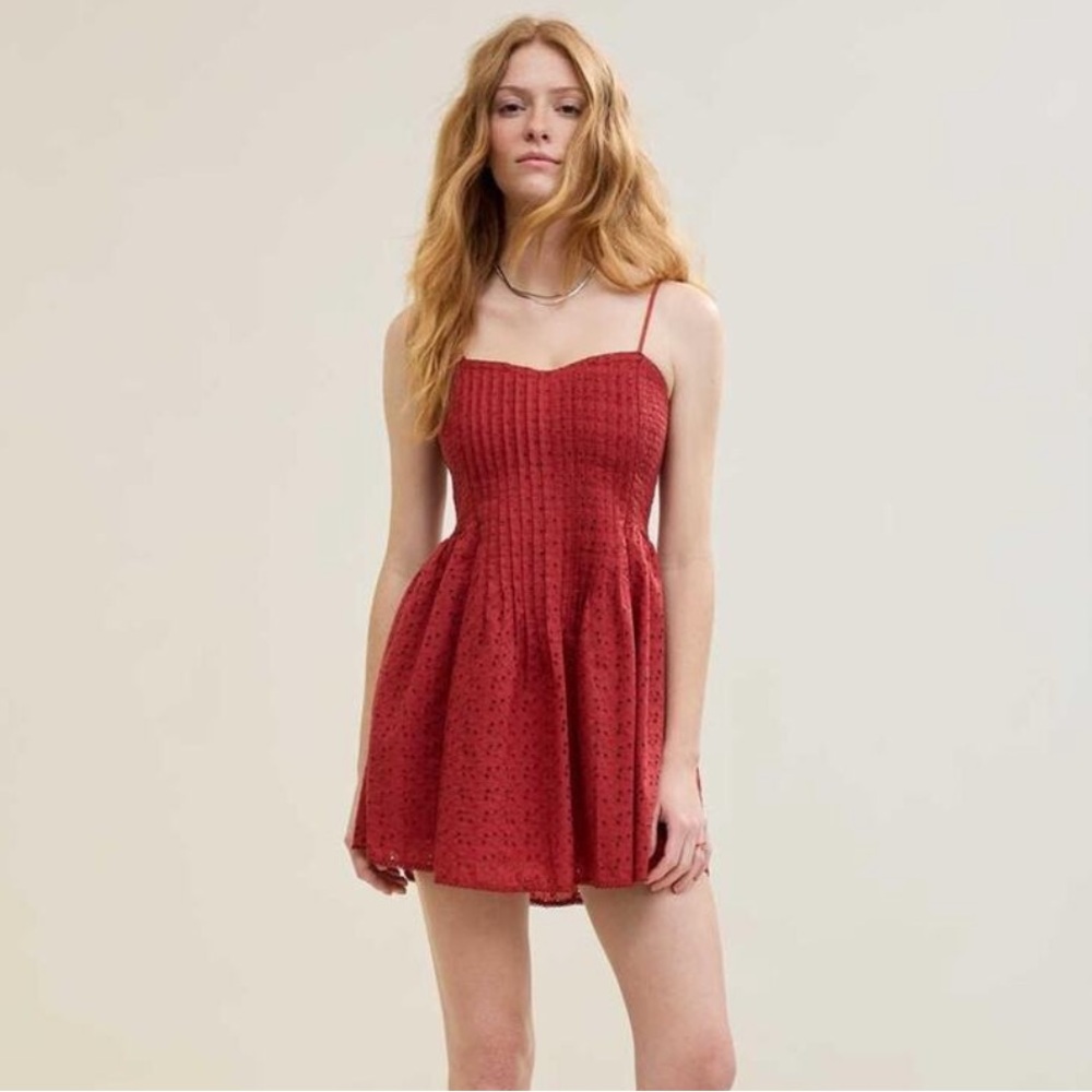 Aerie Button Up Mini Dress in Summer Burgandy